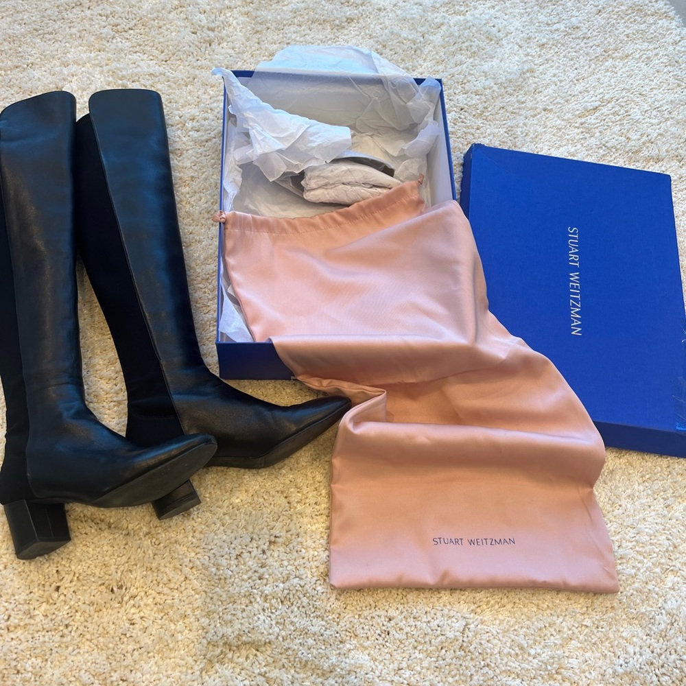 Stuart Weitzman Black Over-the-Knee Leather Boots